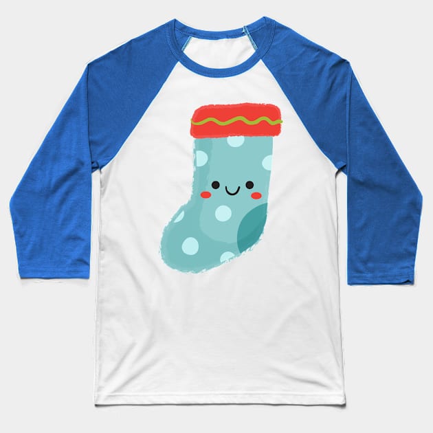 Christmas Socks Baseball T-Shirt by LaarniGallery